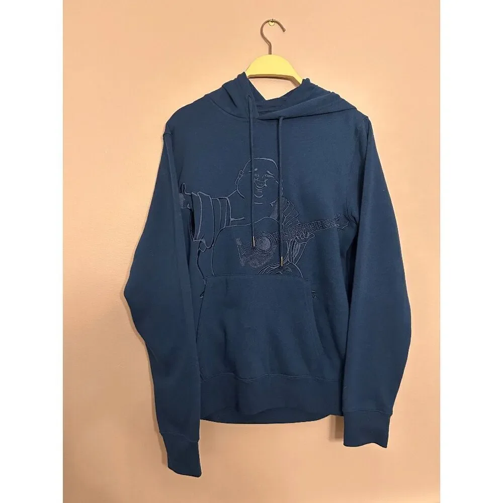 True Religion Men's Buddha Long Sleeve Pullover Hoodie Navy Poseidon Blue Size S